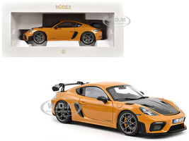 2023 Porsche Cayman GT4 RS Weissach Pack Bahama Yellow with Carbon Hood 1/18 Diecast Model Car Norev 187252