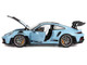 2022 Porsche 911 GT3 RS Weissach Pack Gulf Blue with Carbon Top and Hood Stripes 1/18 Diecast Model Car Norev 187367