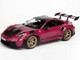 2022 Porsche 911 GT3 RS Weissach Pack Ruby Star Red with Carbon Top and Hood Stripes 1/18 Diecast Model Car Norev 187370