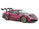 2022 Porsche 911 GT3 RS Weissach Pack Ruby Star Red with Carbon Top and Hood Stripes 1/18 Diecast Model Car Norev 187370