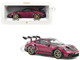 2022 Porsche 911 GT3 RS Weissach Pack Ruby Star Red with Carbon Top and Hood Stripes 1/18 Diecast Model Car Norev 187370