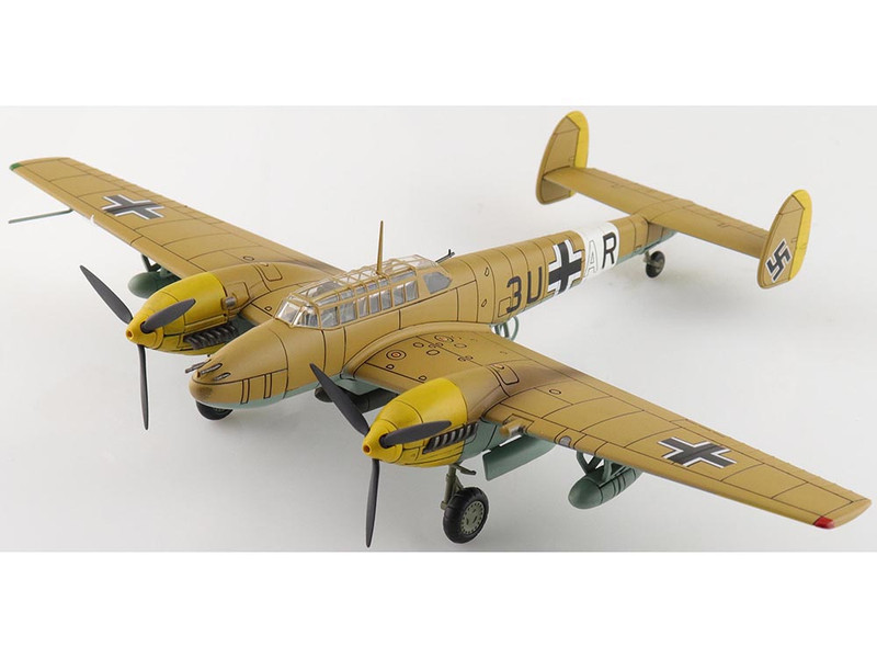 Messerschmitt BF 110E 2 Trop Fighter Aircraft 3U AR 7 ZG26 Italy 1941 German Luftwaffe Air Power Series 1/72 Diecast Model Hobby Master HA1817