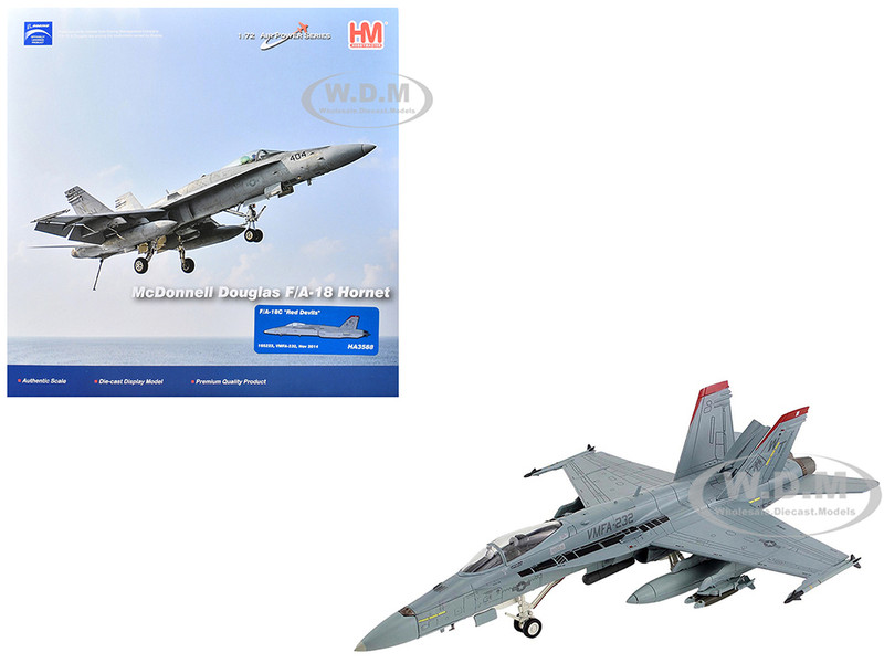 McDonnell Douglas F A 18C Hornet Aircraft VMFA 232 Red Devils 2014 United States Marine Corps Air Power Series 1/72 Diecast Model Hobby Master HA3588