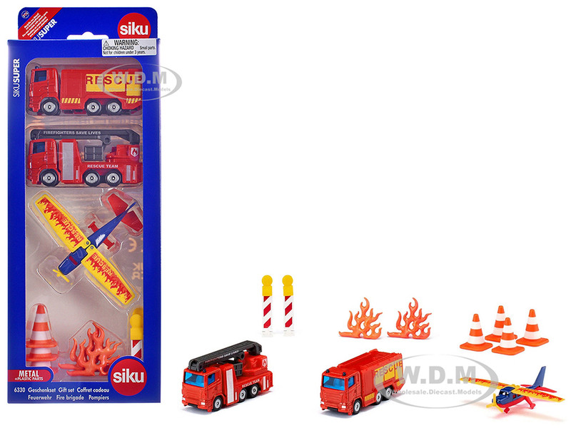 Fire Brigade 11 piece Set Diecast Models Siku SK6330