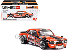 Nissan Skyline 2000GT R KPGC10 RHD Right Hand Drive #72 Kaido Racing V1 Orange with Black Stripes and Graphics Designed by Jun Imai Kaido House Special 1/64 Diecast Model Car Mini GT KHMG195