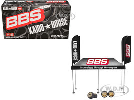 Kaido House BBS Tent V1 Black with Extra Wheels for 1/64 Scale Models Mini GT KHMG199