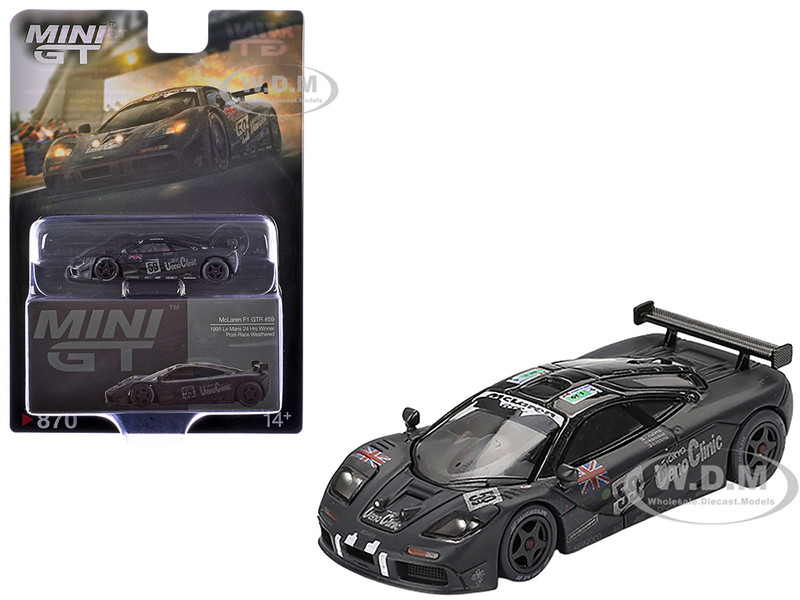 McLaren F1 GTR #59 Yannick Dalmas JJ Lehto Masanori Sekiya Post Race Weathered Winner 24 Hours of Le Mans 1995 Limited Edition 1/64 Diecast Model Car Mini GT MGT00870