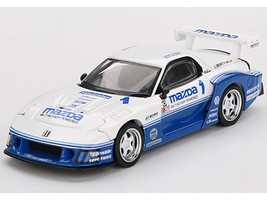 Mazda RX 7 LB-Super Silhouette RHD Right Hand Drive IMSA White and Blue Limited Edition 1/64 Diecast Model Car Mini GT MGT01011