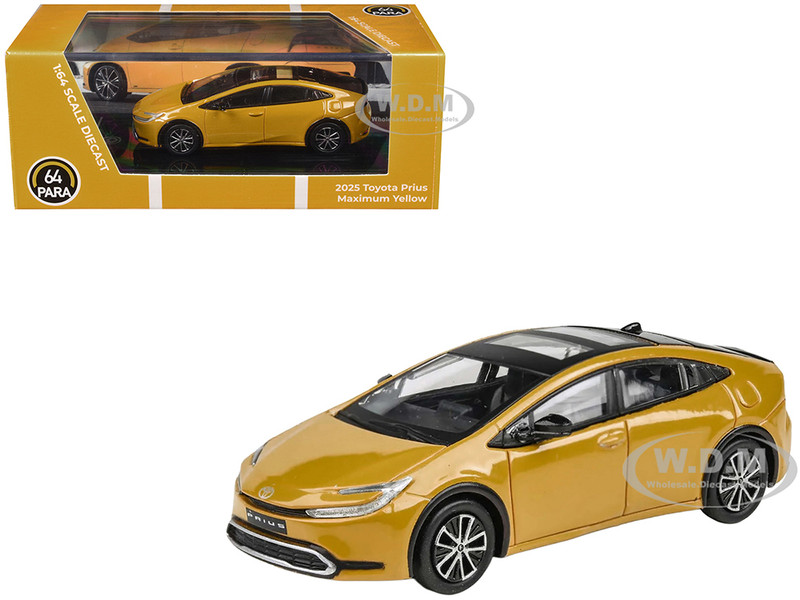 2023 Toyota Prius Maximum Yellow with Black Top and Sun Roof 1/64 Diecast Model Car Paragon Models PA-55607