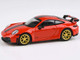 2025 Porsche 911 GT3 992 2 Guards Red with Carbon Stripe and Gold Wheels 1/64 Diecast Model Car Paragon Models PA-55871