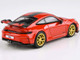 2025 Porsche 911 GT3 992 2 Guards Red with Carbon Stripe and Gold Wheels 1/64 Diecast Model Car Paragon Models PA-55871