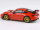 2025 Porsche 911 GT3 992 2 Guards Red with Carbon Stripe and Gold Wheels 1/64 Diecast Model Car Paragon Models PA-55871