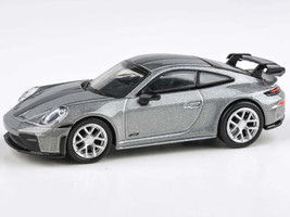 2025 Porsche 911 GT3 992 2 GT Silver Metallic with Carbon Stripe 1/64 Diecast Model Car Paragon Models PA-55872