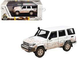 2014 Toyota Land Cruiser 76 White Dirty Off Road Effect 1/64 Diecast Model Car Paragon Models PA-56312
