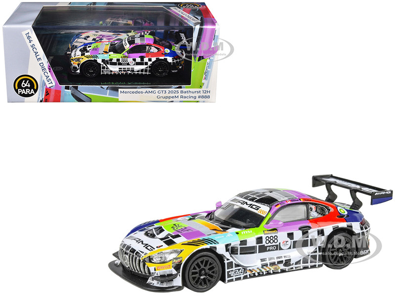 Mercedes AMG GT3 #888 Maro Engel Mikael Grenier Maxime Martin GruppeM Racing Bathurst 12 Hour 2025 1/64 Diecast Model Car Paragon Models PA-56361