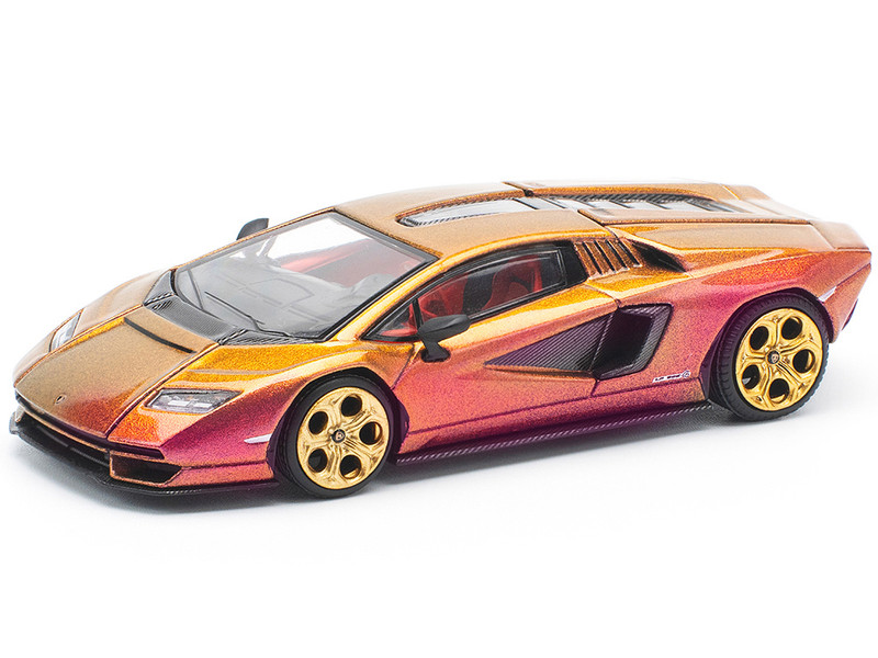 Lamborghini Countach LPI 800 4 Blu Hal Metallic 1/64 Diecast Model Car Pop Race PR640175