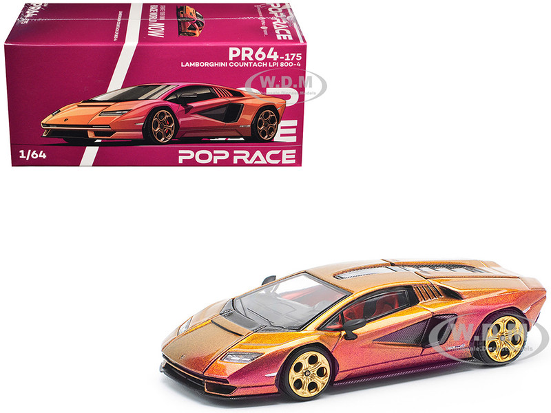Lamborghini Countach LPI 800 4 Blu Hal Metallic 1/64 Diecast Model Car Pop Race PR640175