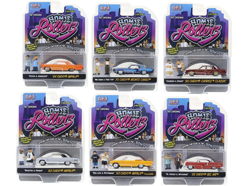 Homie Rollerz 2025 Series 1 Set of 6 Pieces Diecast Model Cars Greenlight and DGA 204871
