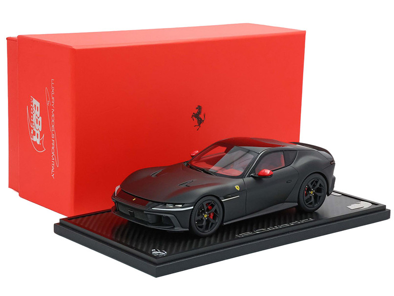 Ferrari 12Cilindri with Panoramic Roof Matt Black with DISPLAY CASE Limited Edition to 48 pieces Worldwide 1/18 Model Car BBR P18254E