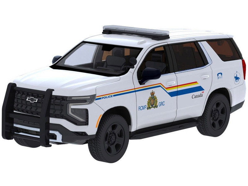 2025 Chevrolet Tahoe PPV with Light Bar RCMP Royal Canadian Mounted Police White Law Enforcement and Public Service Series 1/24 Diecast Model Car Motormax 76643