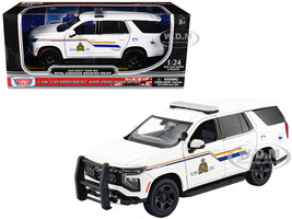 2025 Chevrolet Tahoe PPV with Light Bar RCMP Royal Canadian Mounted Police White Law Enforcement and Public Service Series 1/24 Diecast Model Car Motormax 76643