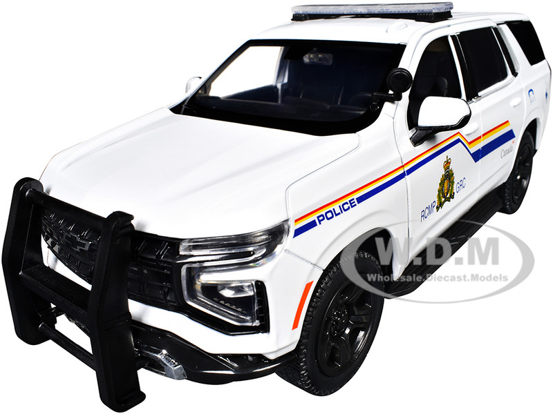 2025 Chevrolet Tahoe PPV with Light Bar RCMP Royal Canadian Mounted Police White Law Enforcement and Public Service Series 1/24 Diecast Model Car Motormax 76643