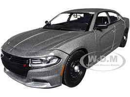 2023 Dodge Charger Pursuit Police Car Gray Metallic Custom Builder's Kit Law Enforcement and Public Service Series 1/24 Diecast Model Car Motormax 76996GRY