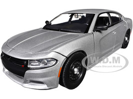 2023 Dodge Charger Pursuit Police Car Silver Metallic Custom Builder s Kit Law Enforcement and Public Service Series 1/24 Diecast Model Car Motormax 76996S