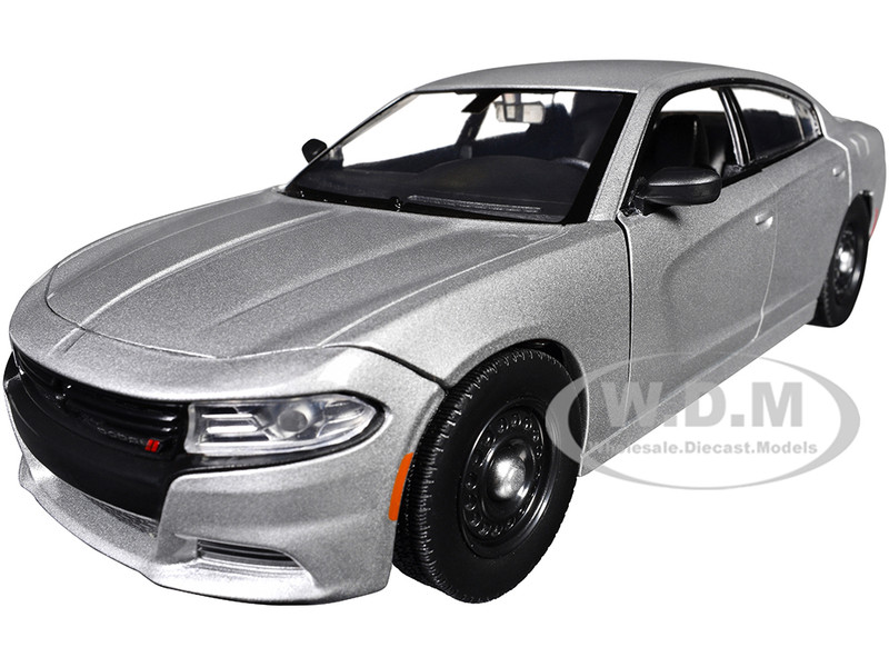 2023 Dodge Charger Pursuit Police Car Silver Metallic Custom Builder s Kit Law Enforcement and Public Service Series 1/24 Diecast Model Car Motormax 76996S