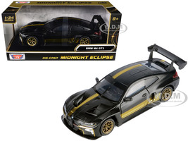 BMW M4 GT3 Matt Black with Gold Stripes Midnight Eclipse Series 1/24 Diecast Model Car Motormax 79206BK