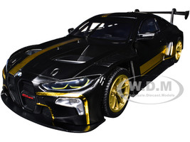 BMW M4 GT3 Matt Black with Gold Stripes Midnight Eclipse Series 1/24 Diecast Model Car Motormax 79206BK