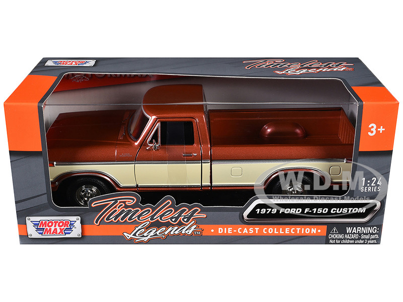 1979 Ford F 150 Custom Pickup Truck Brown Metallic and Cream Timeless Legends Series 1/24 Diecast Model Car Motormax 79346BRN-CRM