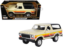 1978 Ford Bronco Custom Cream with Stripes and Black Top Platinum Collection Series 1/24 Diecast Model Car Motormax 79373CRM