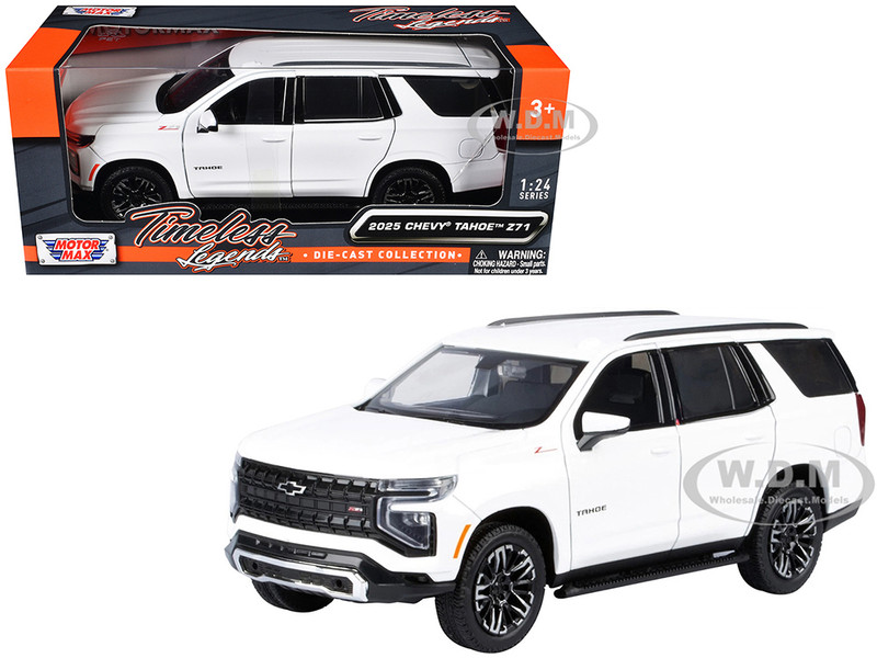 2025 Chevrolet Tahoe Z71 White Timeless Legends Series 1/24 Diecast Model Car Motormax 79392W