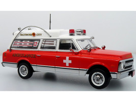 1969 Chevrolet C 10 Ambulance Baltimore City Fire Department White and Red 5 Alarm Series Limited Edition 1/50 Diecast Model Iconic Replicas 50-0550
