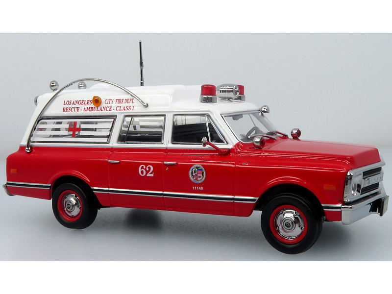 1969 Chevrolet C 10 Ambulance Los Angeles City Fire Department Red and White 5 Alarm Series Limited Edition 1/50 Diecast Model Iconic Replicas 50-0586