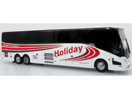 Prevost H3 45 Coach Bus Holiday Tours White with Red Graphics Limited Edition 1/64 Diecast Model Iconic Replicas 64-0616