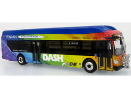 New Flyer Xcelsior XN40 Transit Bus DASH Pride Livery Blue with Rainbow Graphics The Bus & Motorcoach Collection Limited Edition 1/64 Diecast Model Iconic Replicas 87-0609