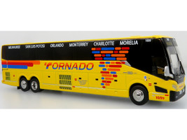 Prevost H3 45 Coach Bus Tornado Bus Company Yellow with Graphics Limited Edition 1/64 Diecast Model Iconic Replicas 87-0612