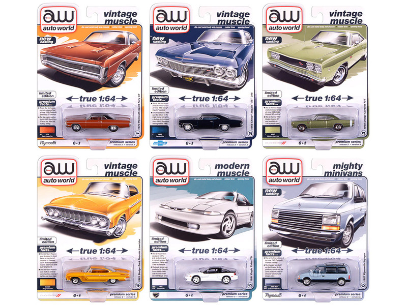 Auto World Premium 2025 Release 2 Set A of 6 pieces 1/64 Diecast Model Cars Auto World 64512A