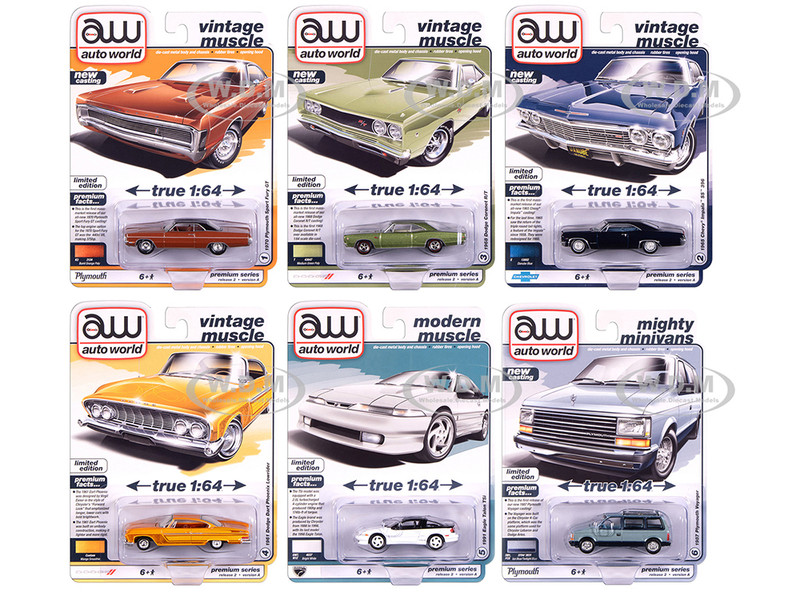Auto World Premium 2025 Release 2 Set A of 6 pieces 1/64 Diecast Model Cars Auto World 64512A