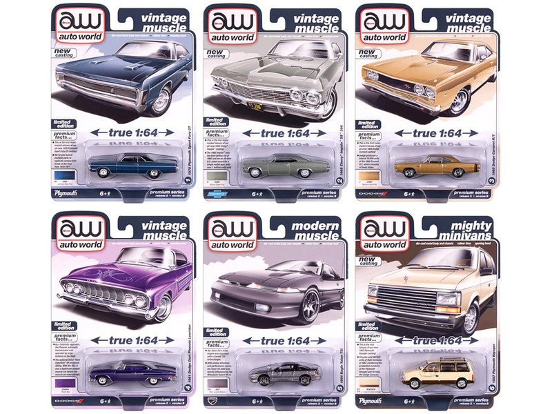 Auto World Premium 2025 Release 2 Set B of 6 pieces 1/64 Diecast Model Cars Auto World 64512B