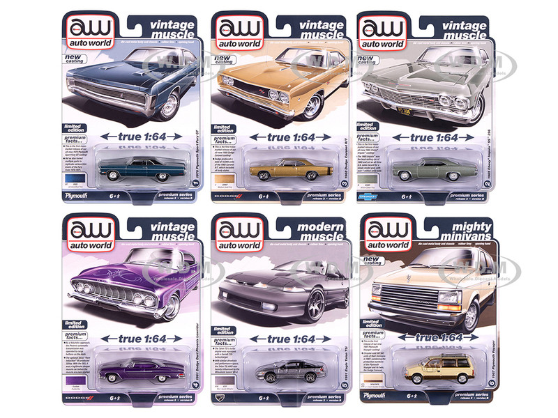 Auto World Premium 2025 Release 2 Set B of 6 pieces 1/64 Diecast Model Cars Auto World 64512B