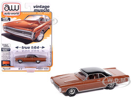 1970 Plymouth Sport Fury GT Burnt Orange Metallic with Black Top and Orange Interior Vintage Muscle Series 1/64 Diecast Model Car Auto World 64512-AWSP192A