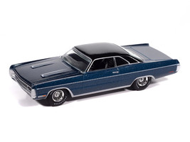 1970 Plymouth Sport Fury GT Jamaican Blue Metallic with Black Top Vintage Muscle Series 1/64 Diecast Model Car Auto World 64512-AWSP192B