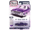 1961 Dodge Dart Phoenix Lowrider Purple Sky Metallic with Graphics and Purple Interior Vintage Muscle Series 1/64 Diecast Model Car Auto World 64512-AWSP195B