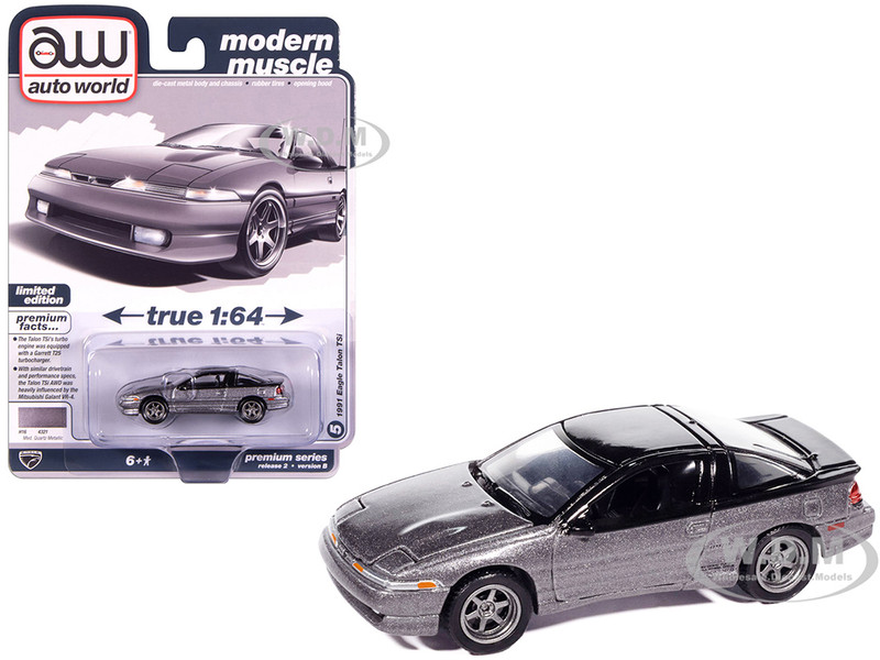 1991 Eagle Talon TSi Medium Quartz Metallic with Black Top Modern Muscle Series 1/64 Diecast Model Car Auto World 64512-AWSP196B
