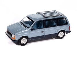 1987 Plymouth Voyager Van Ice Blue Metallic and Twilight Blue Metallic 2 Tone with Blue Interior Mighty Minivans Series 1/64 Diecast Model Car Auto World 64512-AWSP197A