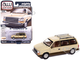 1987 Plymouth Voyager Van Light Cream and Golden Bronze Metallic 2 Tone Mighty Minivans Series 1/64 Diecast Model Car Auto World 64512-AWSP197B