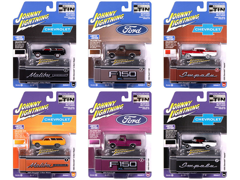 Johnny Lightning Collector s Tin 2025 Set of 6 Cars Release 2 Limited Edition 1/64 Diecast Model Cars Johnny Lightning JLCT017
